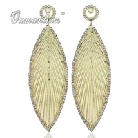 2019 new arrival sparkling long metal leaf crystal earrings for women rhinestone simple gold silver color wedding party e109