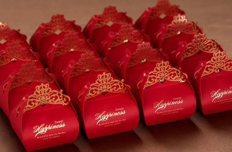 Роскошные свадебные коробочки для сувениров искусственные красные конфет