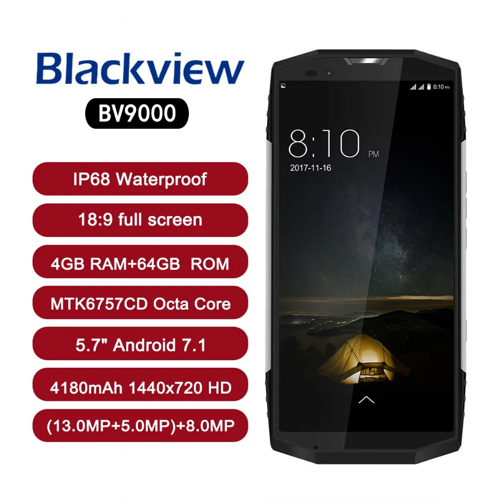 2018 BLACKVIEW BV9000 смартфон IP68 Водонепроницаемый 5 7 &quot18:9 Android 1 P25 2 6 GHz 4 GB + 64 4180 mAh NFC