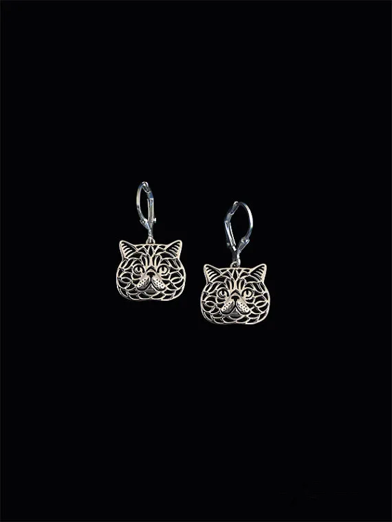 

New 2016 Unique Romantic Gold Silver Color Exotic Shorthair cat Drop Earrings Wholesale Animal Earrings For Women Girl Aros