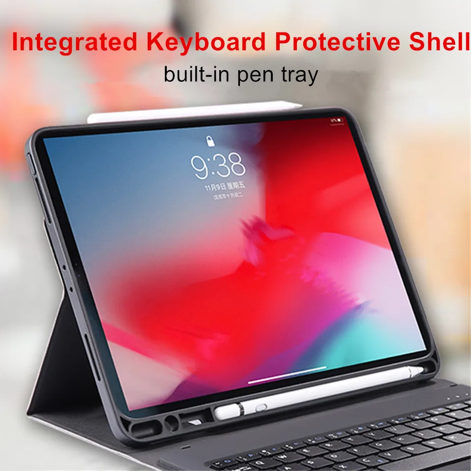 Bluetooth клавиатура чехол для iPad Pro 12,9 дюйма Авто Режим сна/пробуждения умный из искусственной кожи раза защитный чехол для Apple iPad Mini Coque