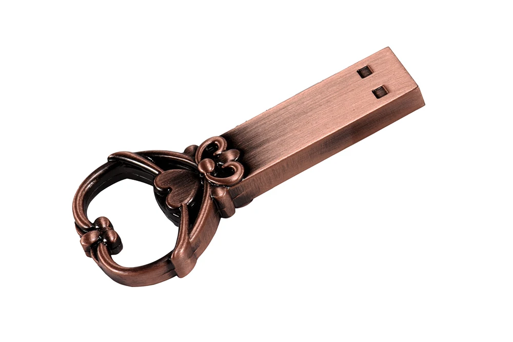 JASTER модный металлический бронзовый ключ креативный USB флеш-накопитель USB 2,0 4 ГБ 8 ГБ 16 ГБ 32 ГБ 64 Гб внешний накопитель диск памяти