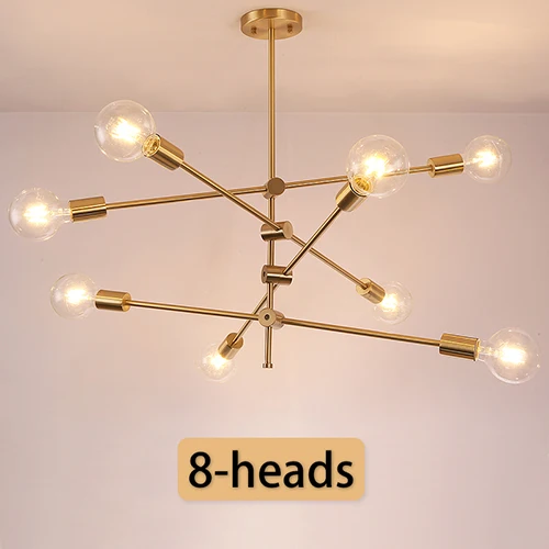 8 heads Молекулярная люстра, поворотная регулировка, роскошный латунный Цвет, для гостиной, столовой, спальни, Ins Magic Bean Wind, лампы - Цвет абажура: 8 heads
