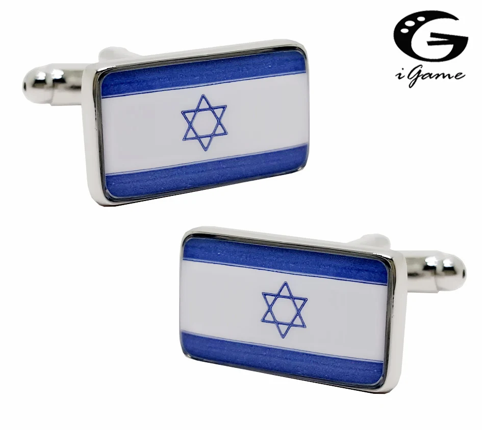 Запонки iGame с флагом синий цвет флаг Израиля дизайн бесплатная доставка|cuff