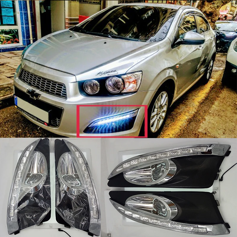 2 шт. Автомобильный светодиодный DRL для Chevrolet AVEO sonic 2011 2012 2013 дневные ходовые огни фары дневного света 12 В противотуманные фары