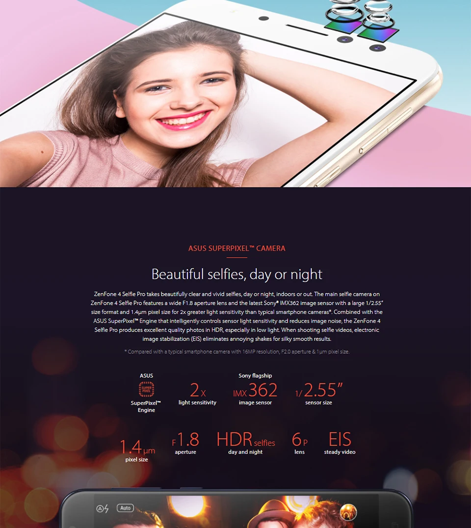 Смартфон ASUS ZenFone 4 Selfie Pro ZD552KL 5,5 ''FHD с двумя передними объективами 24 МП(12 МП* 2) Восьмиядерный мобильный телефон Snapdragon 625 4 Гб ram