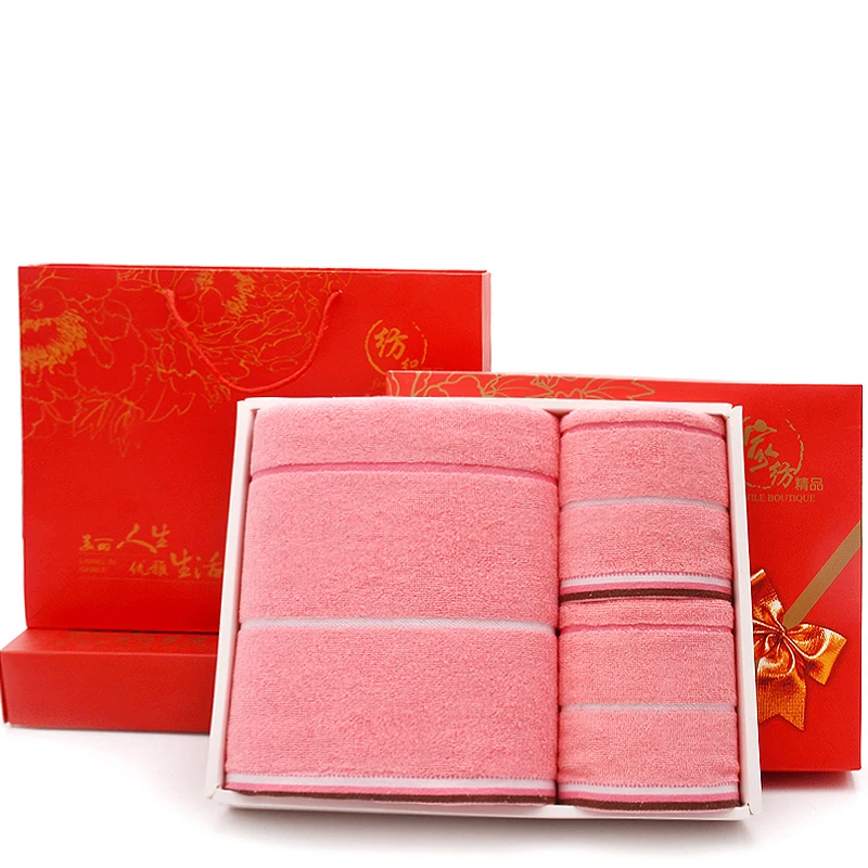16 Wedding Bath Towel 3piece Gift Box Set Moon Red Birthday Group Buy Back Gift Companion Gift Pure Cotton Custom Wholesale B6T673 - Цвет: 16
