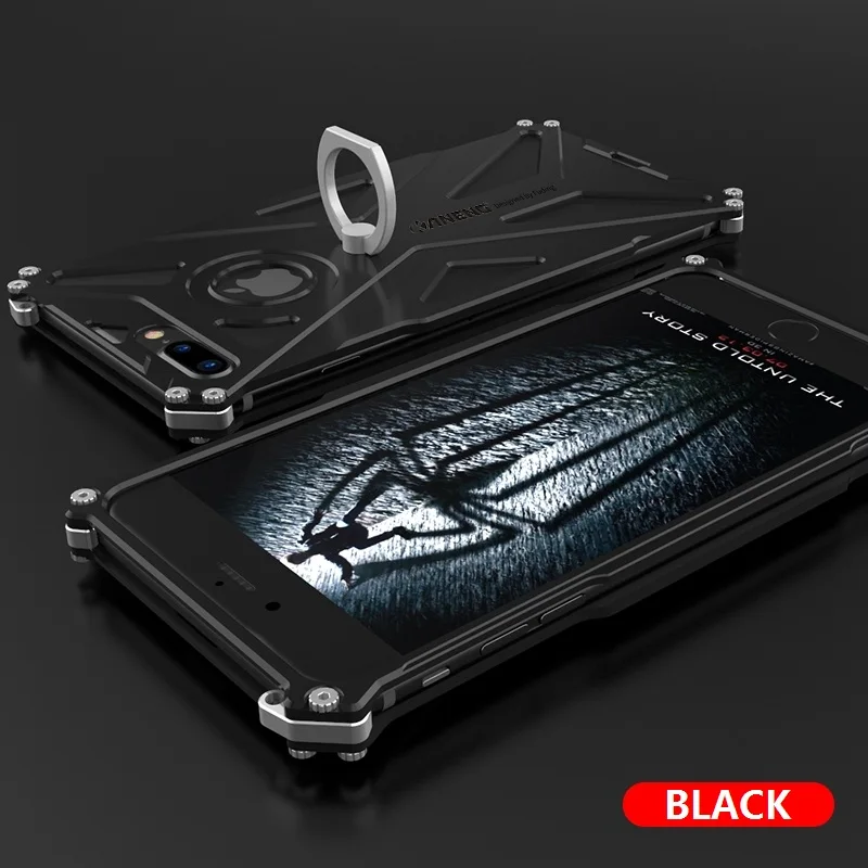 Модные Красочные противоударный границы для iPhone7 8 Алюминий сплава с пальцами кольцо чехол для телефона для iPhone8 7 Plus 5,5" чехлы