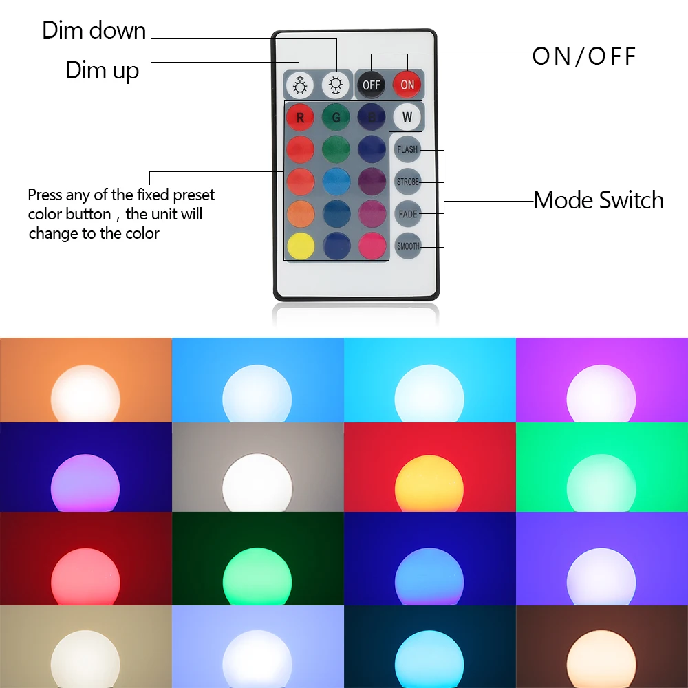 RGB E27 E14 10 Вт RGB светодиодный светильник 110 В 220 в 230 В пульт дистанционного управления 16 изменение цвета светодиодный светильник