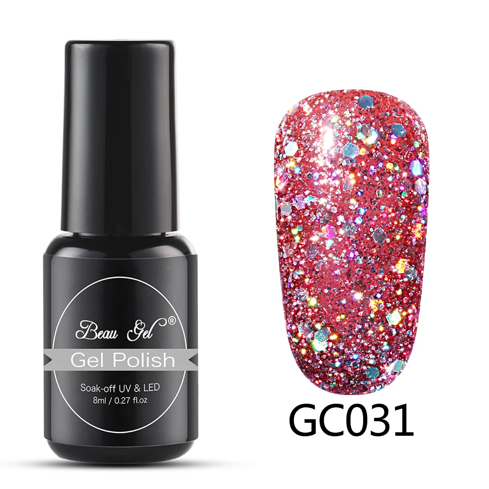 GC031 Beau гель 8 мл Bling Блестящий Гель-лак для ногтей замачиваемый УФ светодиодный блестящий гель с блестками маникюрный лак Полупостоянный Алмазный Гель-лак - Цвет: GC031