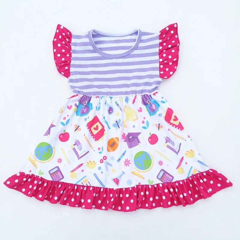 Baby Girls Back to School Summer Fall Dress Clothing Striped Pencil Apple Music Children Dot Milk Silk B | Детская одежда и обувь