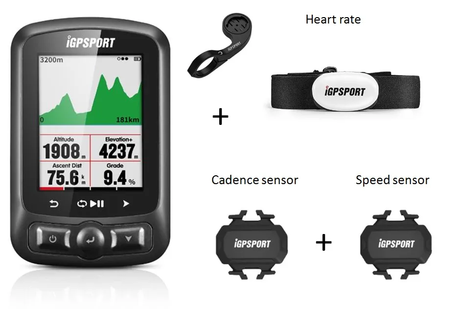 I gps порт ANT+ gps IGS618 велосипедный Bluetooth беспроводной секундомер Спидометр Водонепроницаемый IPX7 велосипедный Спидометр компьютер - Цвет: total