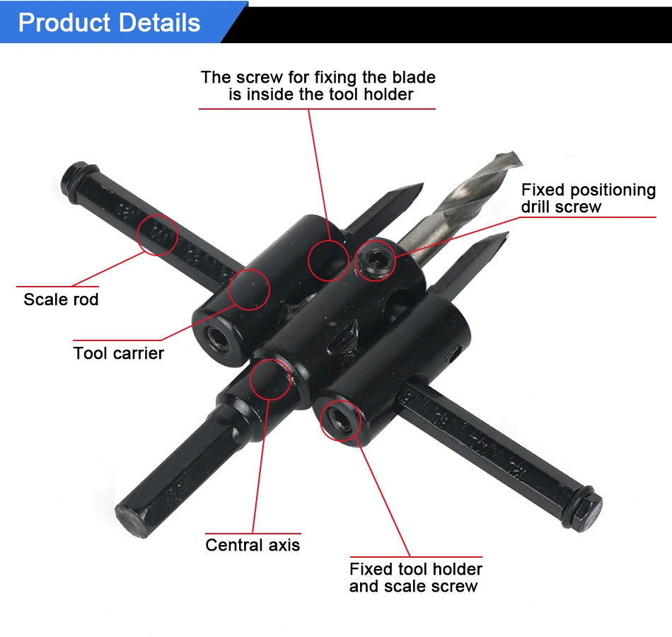 TUNGFULL регулируемое дерево, гипсокартон, круглое отверстие, сверло, режущее долото, для пилы, 30 мм до 200 мм, круглое отверстие, режущее сверло SH-058