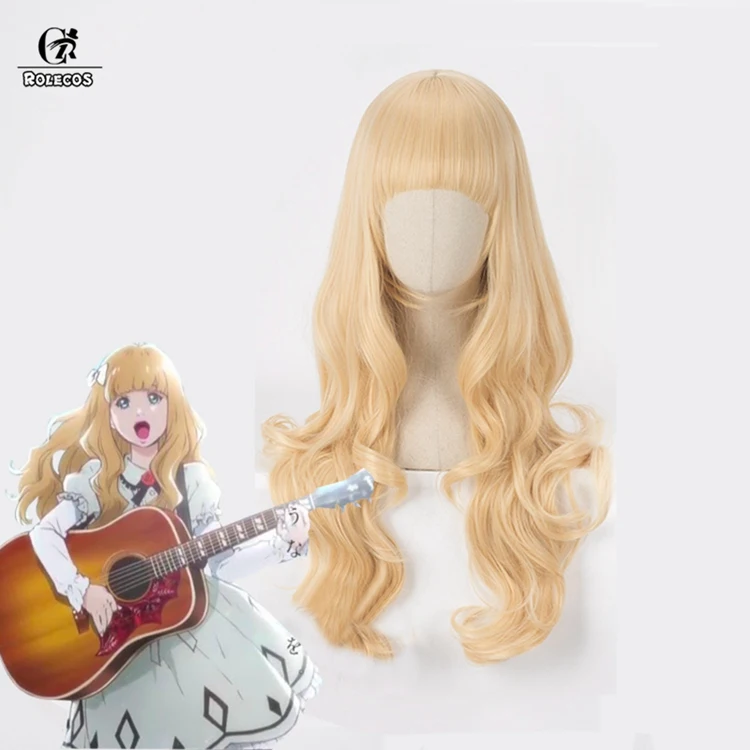 ROLECOS аниме Carole& Tuesday Косплей волосы tuday головные уборы женские длинные вьющиеся волосы желтый термостойкий - Цвет: Tuesday Cosplay Wig