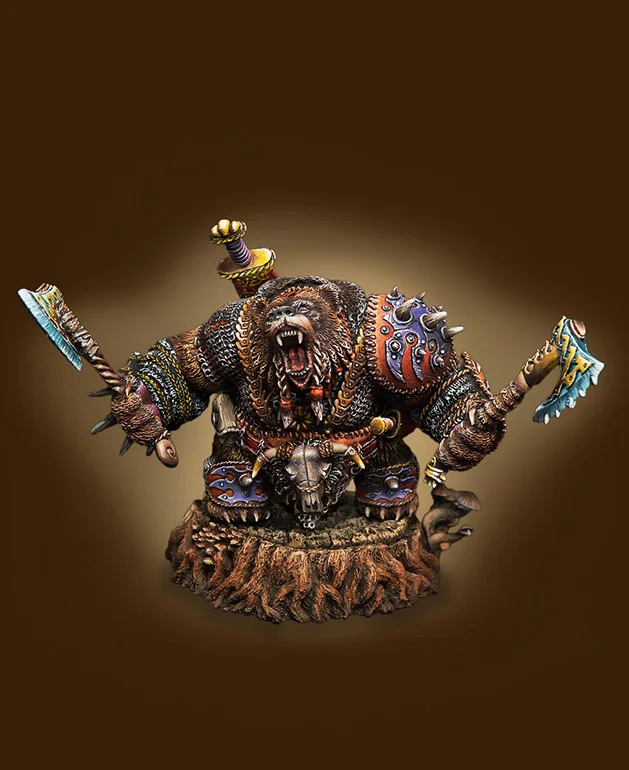 [Loong Way Miniatures] Мультяшные миниатюры Викинг медведь 40 мм Полимерная миниатюра