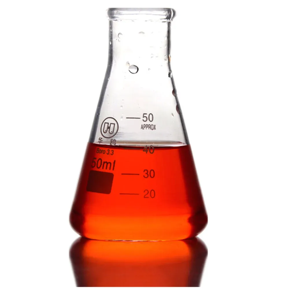 50 мл стеклянная колба Erlenmeyer коническая бутылка лабораторное стекло с узким горлом и горлом|erlenmeyer flask|glass