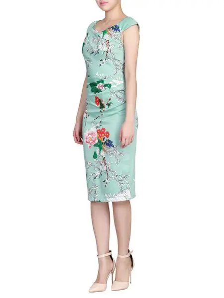 Летнее женское винтажное платье карандаш с цветочным узором 50 s большие размеры