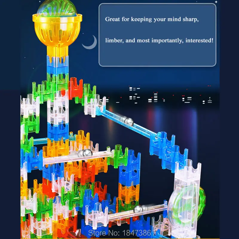 Набор для сборки рельсов 108 шт. строительные блоки с кубиками шариками мраморным