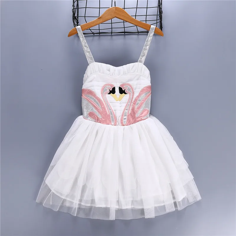 Girls Dress with wings Princess Swan Flamingo Cosplay Costume With Wings Cotton 4 Layers Kids Birthday Party Halloween Fan | Тематическая