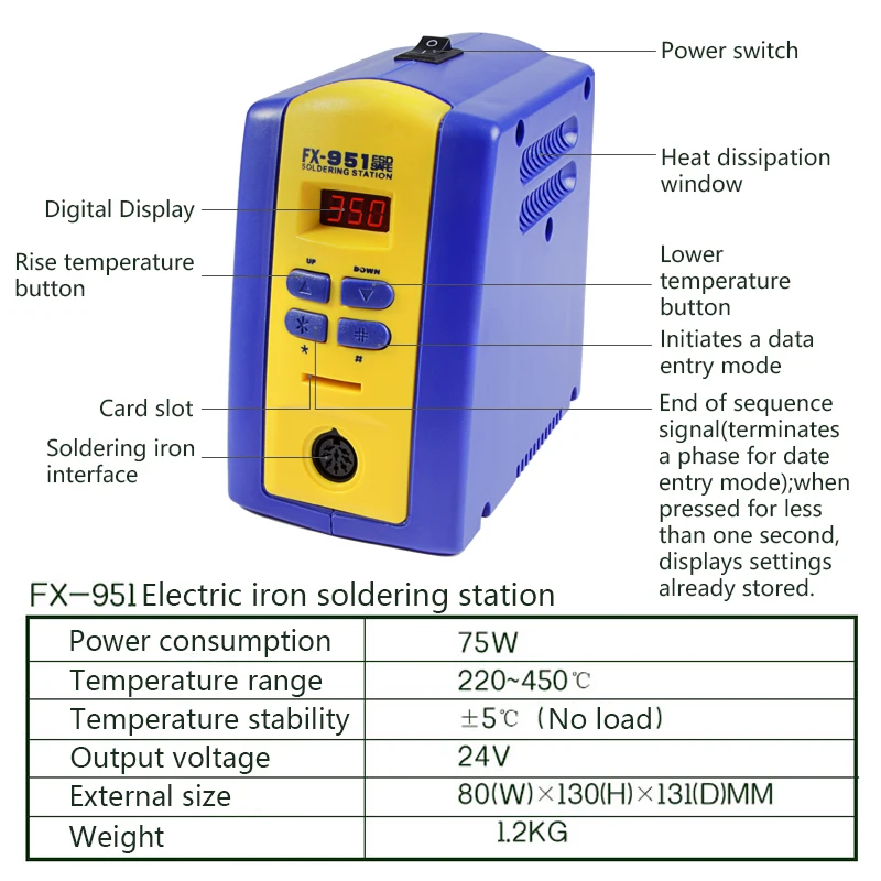 Handskit цифровая паяльная станция 220 В ЕС Plug Электрический FX 951 припоя паяльник + T12