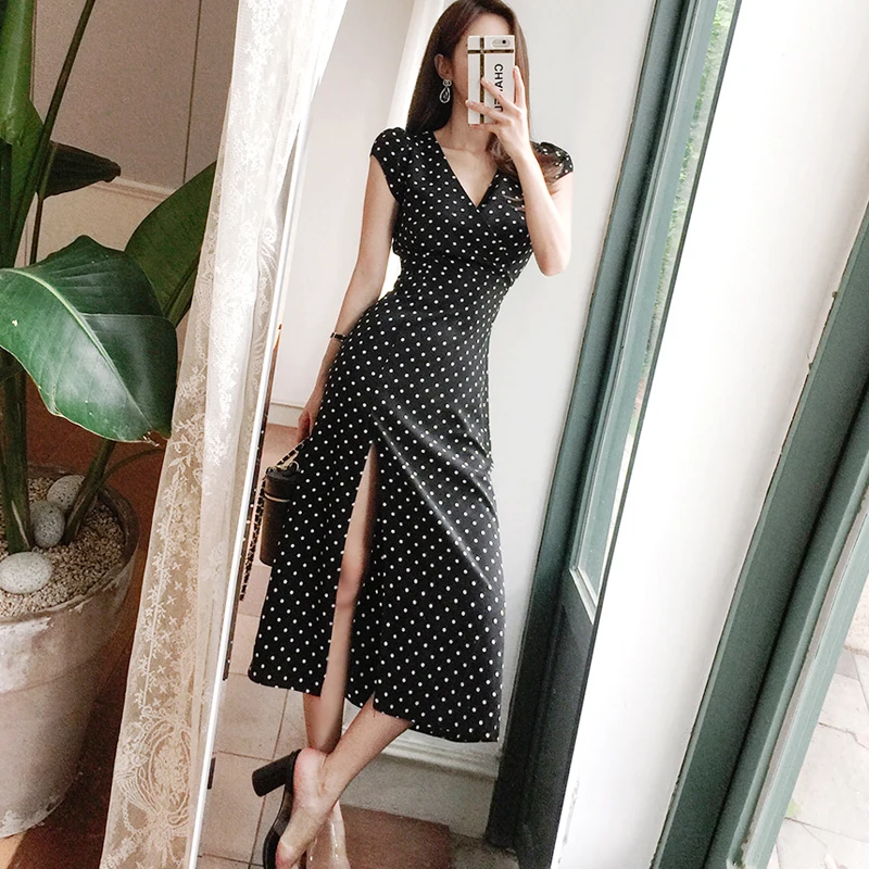 Женское винтажное платье макси CINESSD длинное праздничное из полиэстера с V