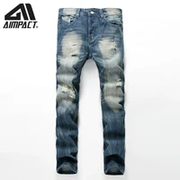 aimpact ripped mens slim fitted hole high street distressed denim hiphop vintage skinny jean pants am5310