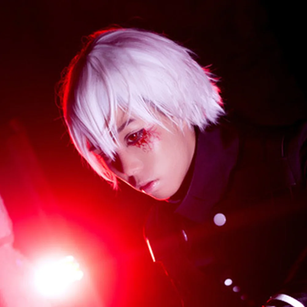 Маски японская, Tokyo Ghoul для косплея канеки маски Кена Регулируемый искусственная кожа на молнии Маска Тушь для Хэллоуина de аниме Карнавальная маска - Цвет: wig