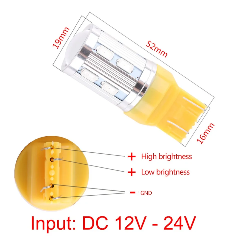 Светодиодный чип T20 7443 7440 2 шт. светодиодный автомобильный стоп сигнал 12 SMD лампа