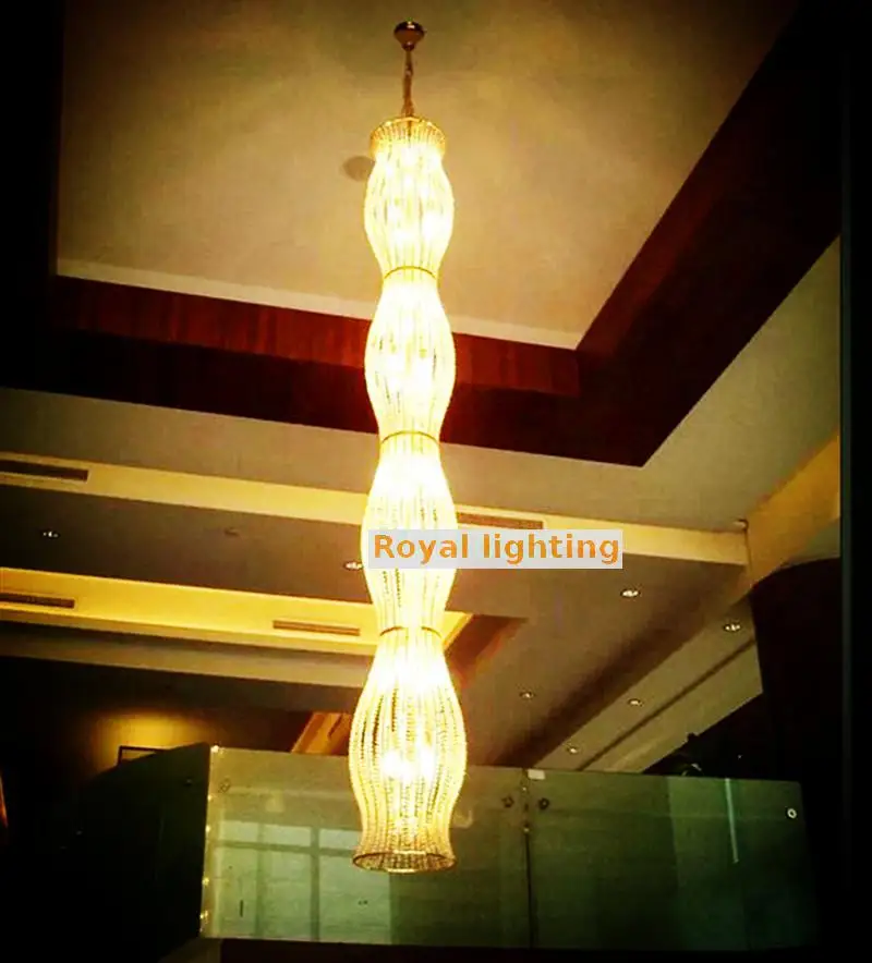 Duplex house 2-5M long cylinder chandelier lighting modern large crystal lustre Villa hotel stair Lighting Pendientes | Освещение