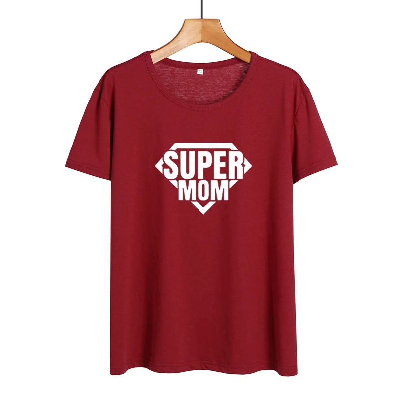 Футболка с надписью Super Mom хлопковая для женщин на лето 2019|Футболки| |
