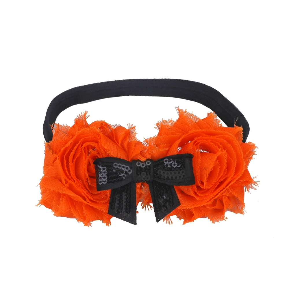 Girl Halloween Headbands Holiday Party Hair Band Pack of 3 Black and Orange Shabby Chiffon Hairbands Children Bows Accessories | Аксессуары