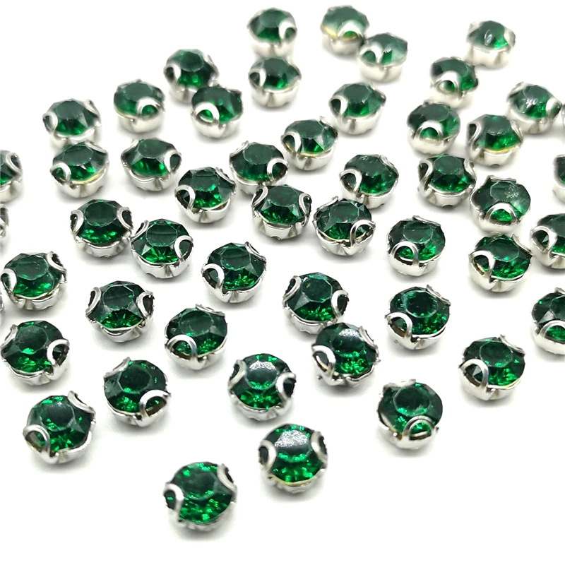 Dark Green 50 шт. ss30 6 мм стразы из смолы Серебряная основа стразы из прозрачного хрусталя AB пришивные стразы для шитья ювелирных изделий своими руками - Цвет: Dark Green