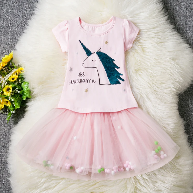 Комплекты одежды для девочек коллекция 2019 года летняя хлопковая Футболка с