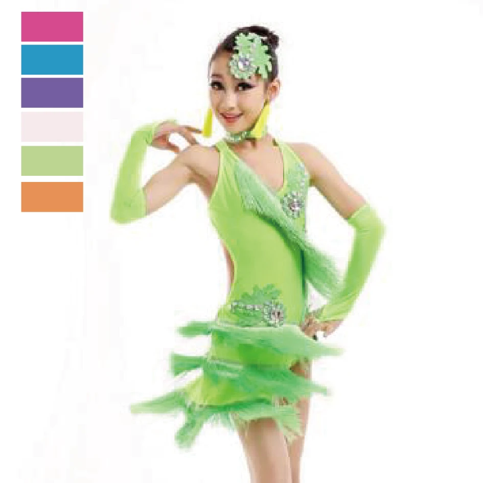 

White Fringe Ballroom Tango Latin Salsa Dress Girls Ballroom Dance Clothes Skirts Samba Ballroom Dancing Dresses For Kids