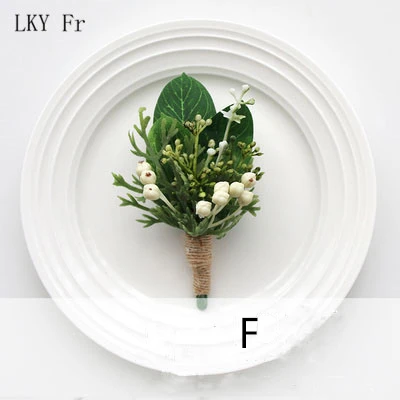 Corsage F LKY Fr искусственный цветок Свадебный корсаж булавка цветы для жениха бутоньерка зеленая манжета браслет подружки невесты свадебные цветы - Цвет: Corsage F