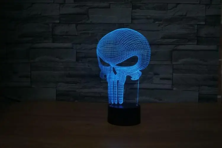 Каратель Череп 3d светодиодные лампы освещения ночные огни|Ночники| |