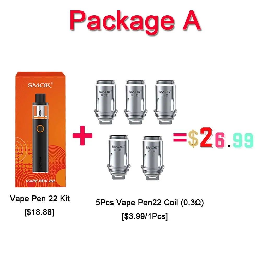 SMOK Vape Pen 22 комплект 1650 мАч встроенный аккумулятор светодиодный индикатор