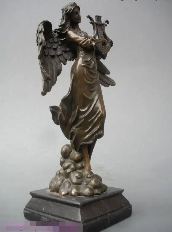 

S03093 Western Bronze Marble Art Angelhood Woman God Statue