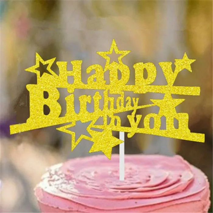 H63 Cake Topper Топпер для торта с днем рождения Детские вечерние топперы для кексов украшения для дня рождения взрослый Топпер для торта «С Днем Рождения» - Цвет: H63 Cake Topper