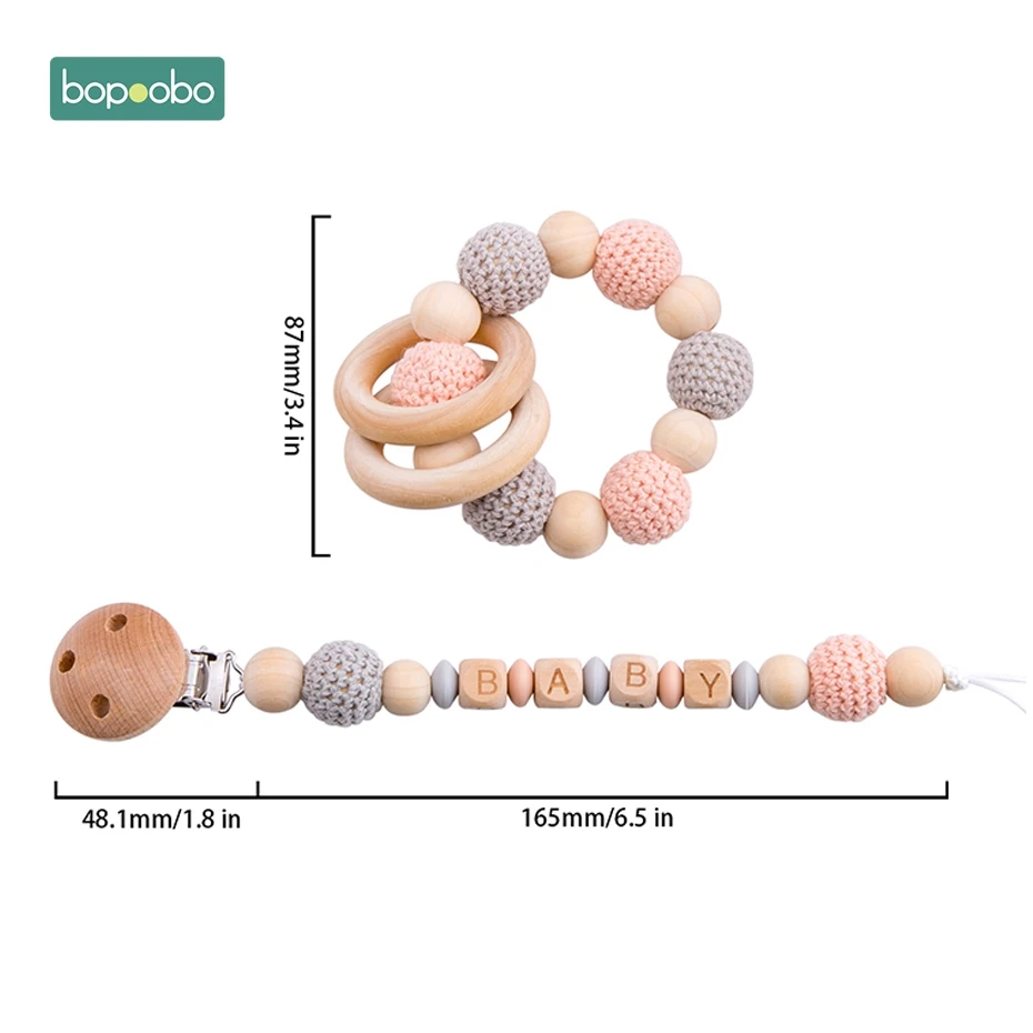Owl Set 1 Bopobo/детский Прорезыватель для зубов; детская коляска с силиконовыми бусинами для активного отдыха; персональный фиксатор; цепочка для соски; погремушка; держатель для пустышки; деревянный Прорезыватель - Цвет: Owl Set 1
