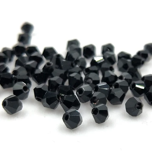 TianBo 100pcs 4mm Austrian Black Bicone Crystal Beads for Jewelry Making DIY Accessories Women Charm Faceted Spacer Glass | Украшения и