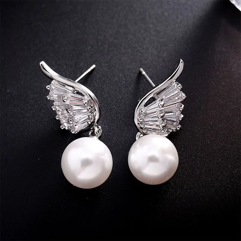 Женские серьги гвоздики ангельские крылья серебристого цвета|Серьги-гвоздики| |