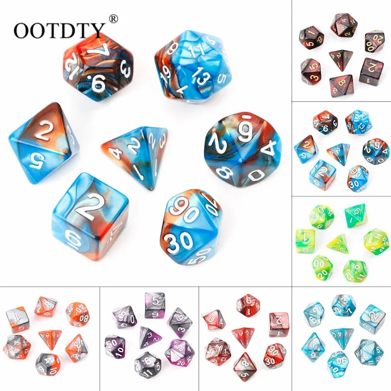 Новое поступление 7 шт./компл. акриловые полигедральные игры TRPG для драконов