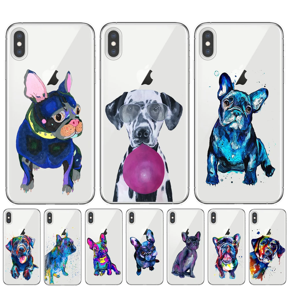 Мягкий чехол для телефона из ТПУ с таксой и французским бульдогом Apple iPhone 11 Pro XS Max X