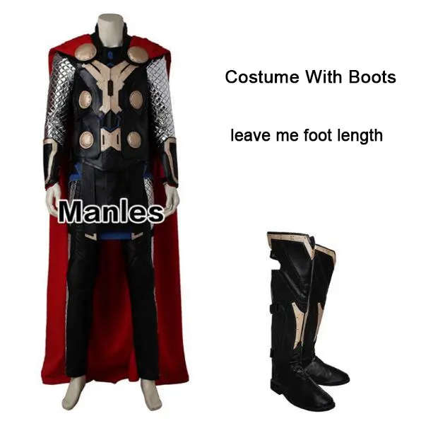 Costume with boots Мстители Эра Альтрона Тор костюм фильм супергерой костюм косплея Хэллоуинвзрослыхмужчинполный набор карнавальная одежда с плащом - Цвет: Costume with boots