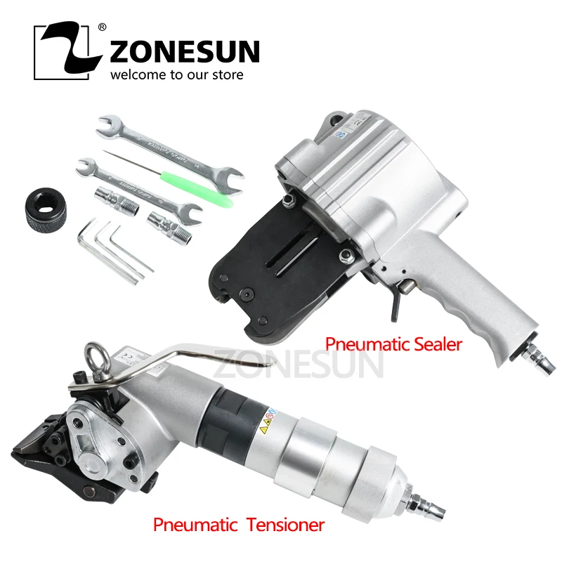 

ZONESUN New KZS-40/32 Penumatic Steel Band Packing Tools Pneumatic Steel Band Sealer And Tensioner