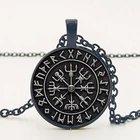 Новинка 2019, подвеска с компасом викингов Vegvisir, ювелирные изделия, ожерелье из стекла с кабошоном, аксессуары для мужской и женской одежды