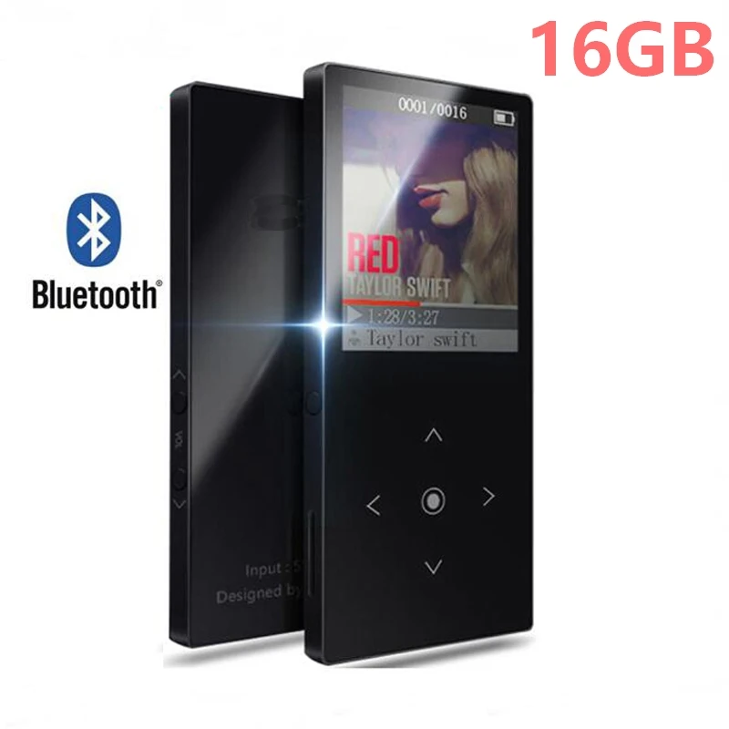 16 Гб сенсорная кнопка Bluetooth MP3 музыкальный плеер Ультратонкий цветной экран hi-fi звук Walkman расширяемый до 64 ГБ+ чехол для MP3-плеера