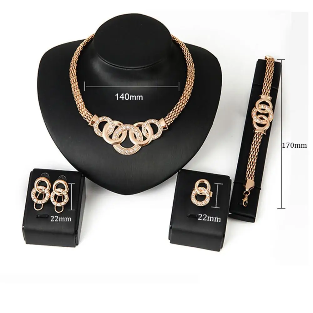 Классический набор украшений для женщин золотого цвета прозрачный элегантный