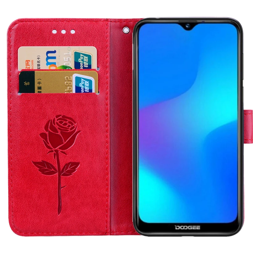 Роскошный рельефный кожаный чехол-бумажник с розой Для Doogee Y8 чехол-книжка
